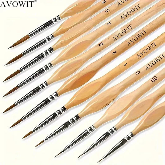 11pcs Detail Brush Set, Triangle Handle Micro Brush, Acrylic Painting Art Brush, Model Oil Painting, Digital Painting Set