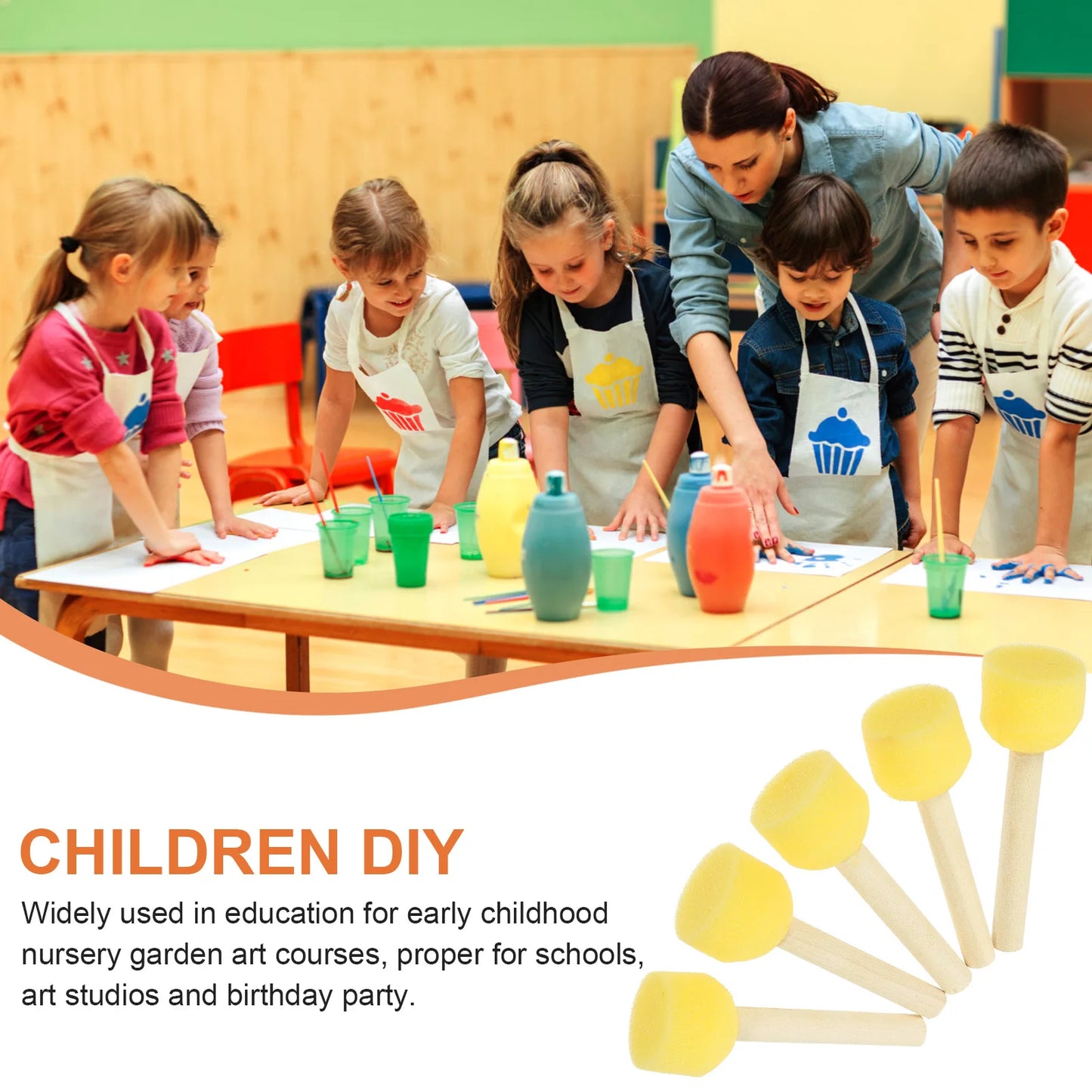 20pcs Kids Sponge Brushes For Painting Supplies Paint Brush Tools Round Foam Stamps Drawing Supplies Graffiti Paint Brushes