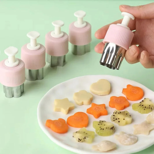 3cs Pressed Fruit Printing Cutting Flower Vegetable Kitchen Embossing Biscuit Cookie Cutting Mold For Kids Lunch Bento Box