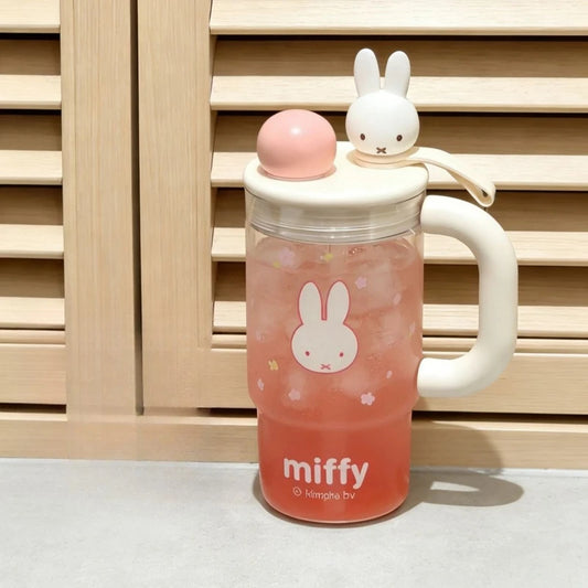 Miffy Kawaii Anime Cartoon Rabbit Authentic Miffy Ice Cup Girls New Style Good Looks Large Capacity Summer Straw Water Cup 760ML