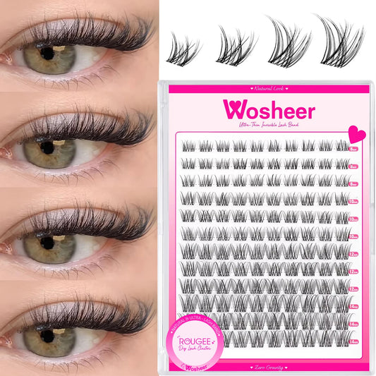 WOSHEER Lash Clusters Wispy Eyelash Clusters Lashes Natural DIY Lash Extension Short Cluster D Curl Individual Lashes Cluster