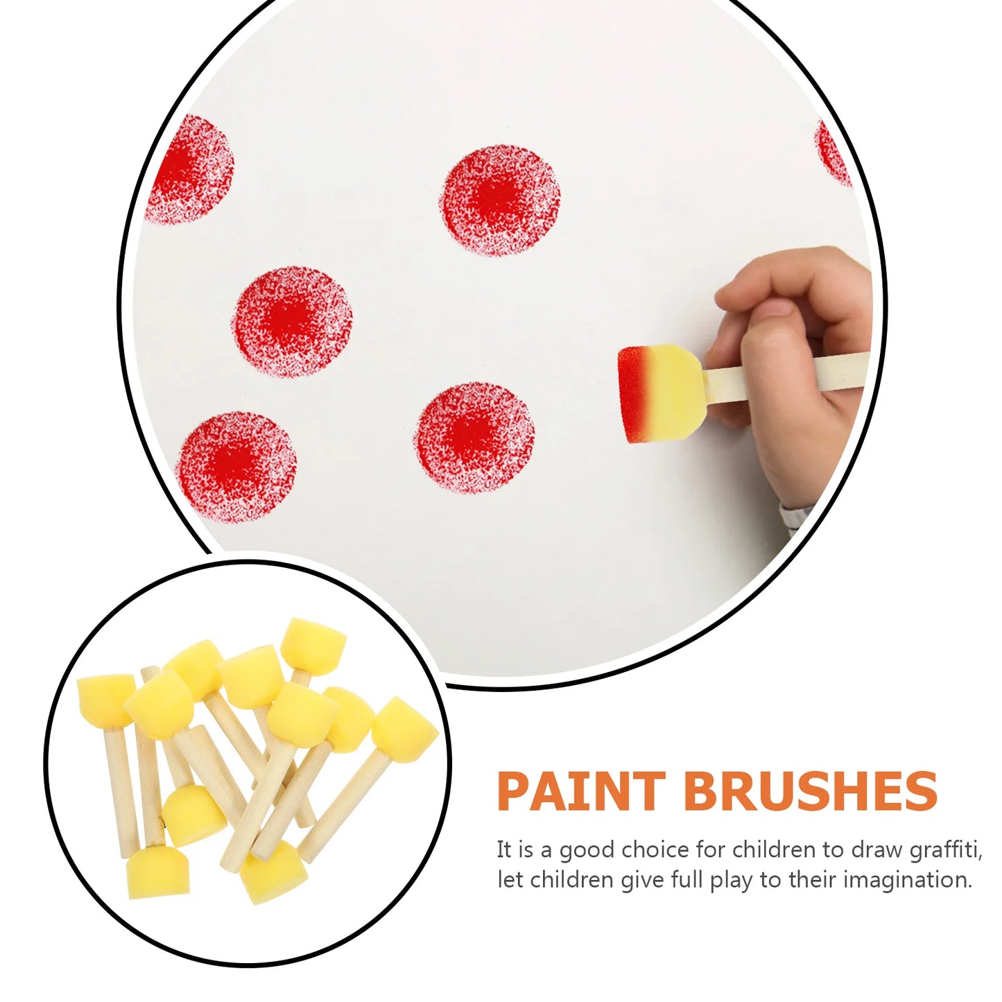 20pcs Kids Sponge Brushes For Painting Supplies Paint Brush Tools Round Foam Stamps Drawing Supplies Graffiti Paint Brushes