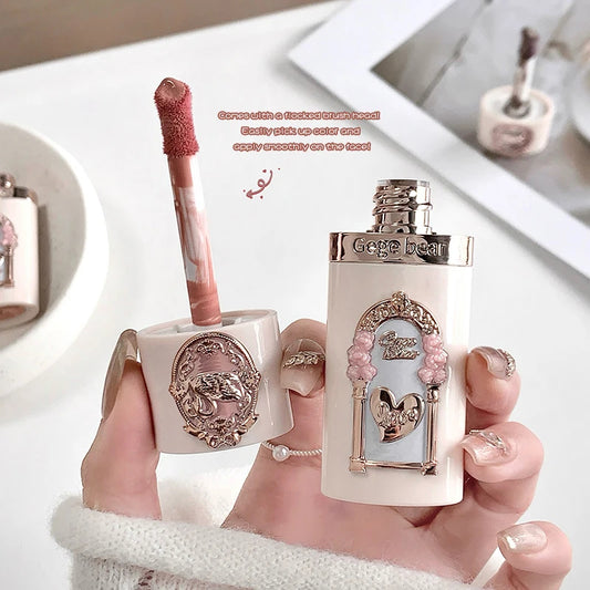 Matte Cream Blush Stick GEGE BEAR 6 Colors Waterproof Longwear Natural Buildable Lip & Cheek Tint Vintage Korean Makeup Cosmetic