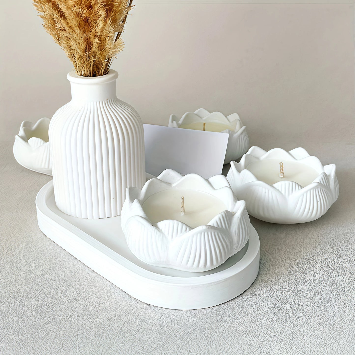 3pcs Silicone Mold Vases, Oval Coasters, 3D Lotus Mold, Storage Box, Candle Mold, European Gypsum Tray Mold