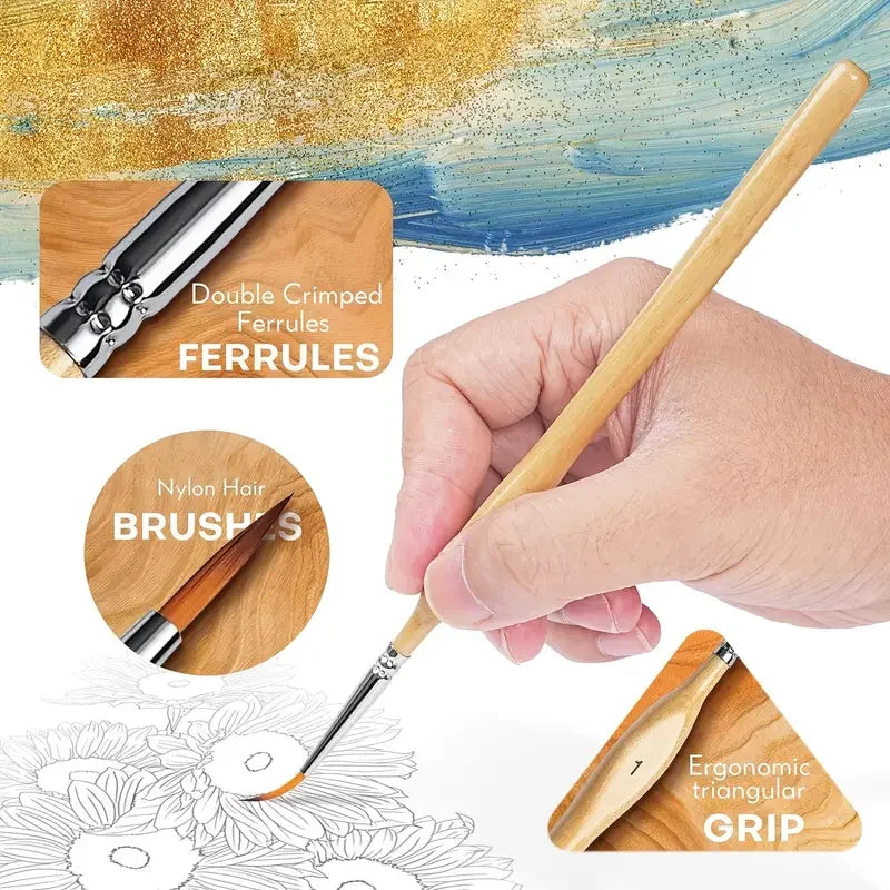 11pcs Detail Brush Set, Triangle Handle Micro Brush, Acrylic Painting Art Brush, Model Oil Painting, Digital Painting Set