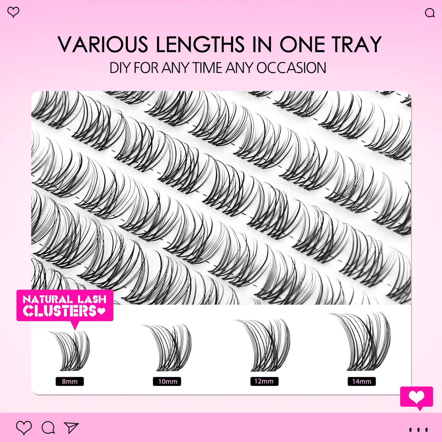 WOSHEER Lash Clusters Wispy Eyelash Clusters Lashes Natural DIY Lash Extension Short Cluster D Curl Individual Lashes Cluster